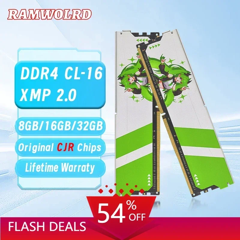 

RAMWORLD Memoria RAM DDR4 3600MHz 3200MHz 32GB 16GB 8GB Gaming Desktop Memoria Ram XMP2.0 CL-16 CJR Chips DIMM Computer Memory