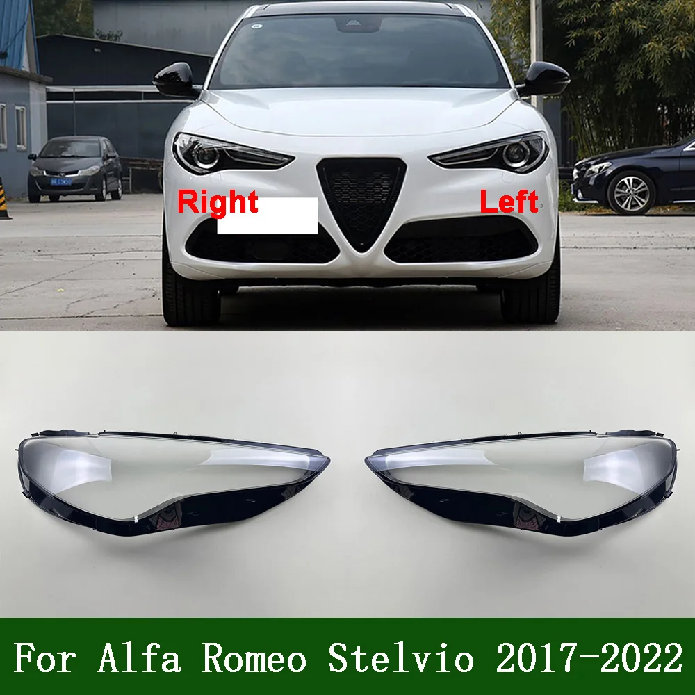 Headlight Cover Lens Transparent Lamp Shell For Alfa Romeo Stelvio 2017-2022 Lampcover Plexiglass Replace The Original Lampshade