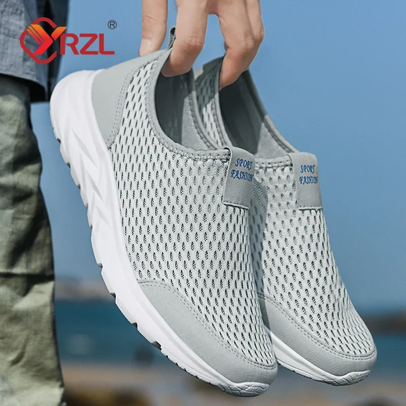 YRZL Men's Running Shoes Lightweight Breathable Air Mesh Sneakers Soft Comfortable Slip on Plus Size 48 Athletic Shoes for Men