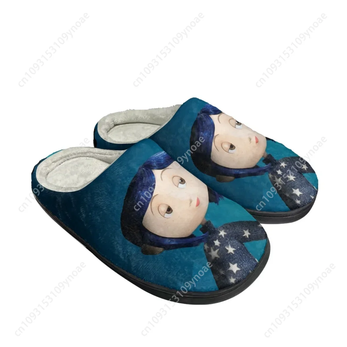 Coraline Anime zapatilla de algodón suave Otoño Invierno cálido punta cerrada interior hogar dormitorio zapatos de algodón zapatillas casuales