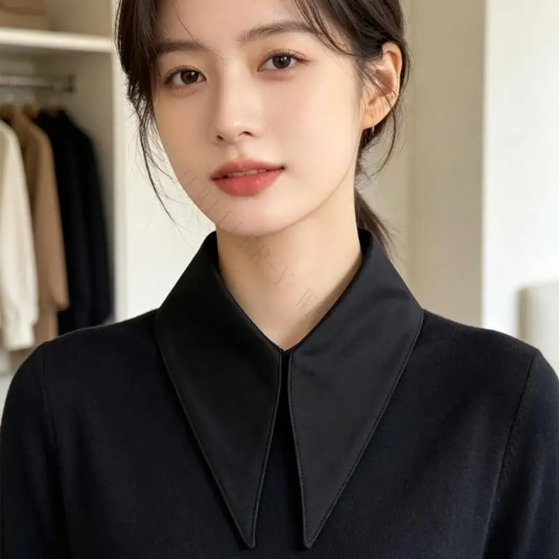 R7UF Color Detachable False Collar for Layered Outfits, Pointed Polyester Collar Insert with Clean Shirt Detail