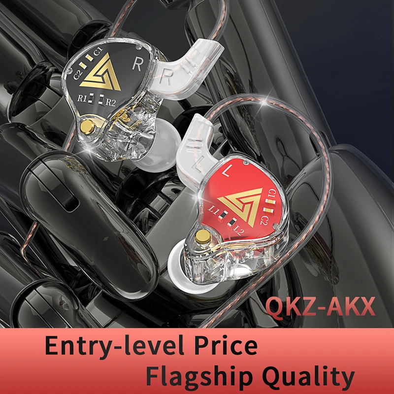 Original QKZ AKX Wired Earphone IEM Monitor Level Headset With MIC HIFI Stereo 3.5mm AUX In-Ear Headphone For Music Game Sport