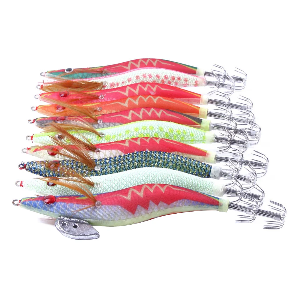 

10pcs Simulation Shrimp Squid Lure Hard Bait Dual-Layer Split Hooks Plastic Lures For Freshwater Saltwater Fishing