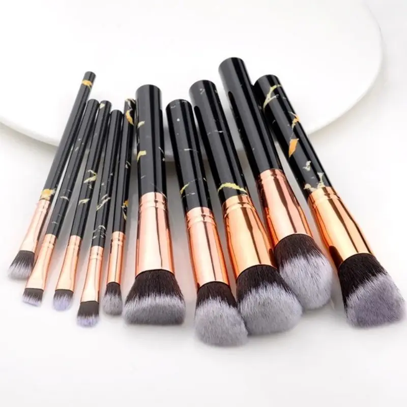Set da 10 pezzi Set di pennelli per trucco Set di strumenti per polvere cosmetica Ombretto Fondotinta Blush Miscelazione Beauty Maquiagem Kit di bellezza per la festa