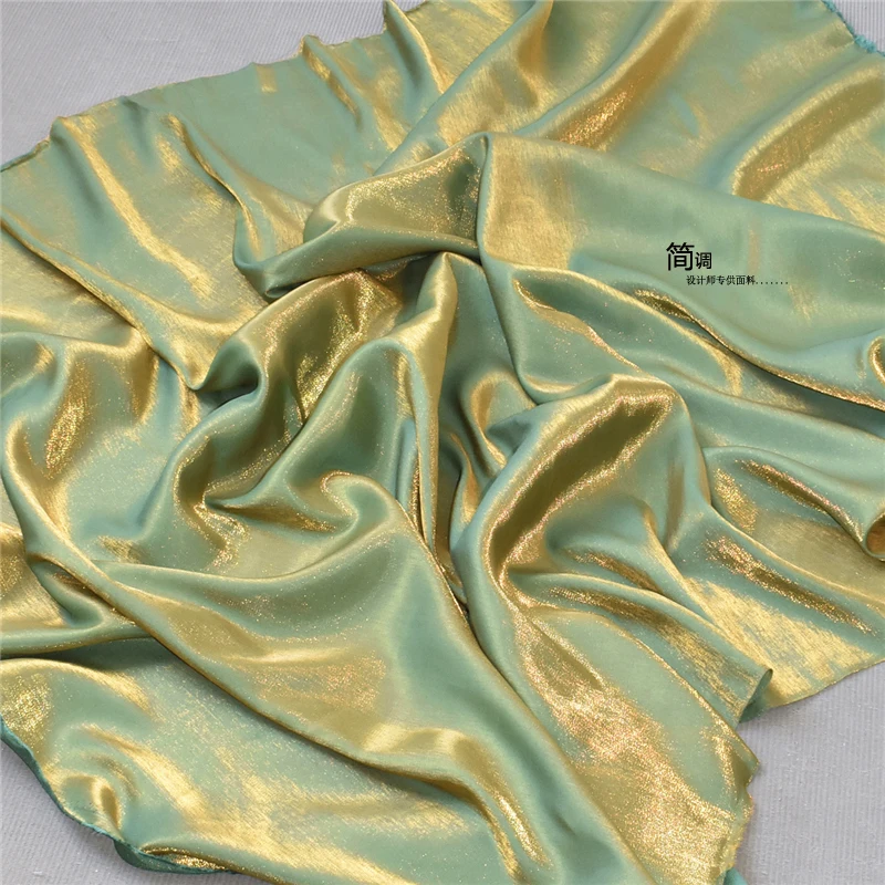 Green Satin Fabric Polyester Material Glossy Surface Dress Windbreaker Diy Apaprel Sewing Cloth Material Wholesale By The Meter