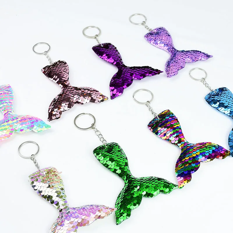 

3Pcs Glitter Sequins Mermaid Tails Keychain Colorful Fish Scales Pendant For Mermaid Party Birthday Favors Gifts Bags Decoration