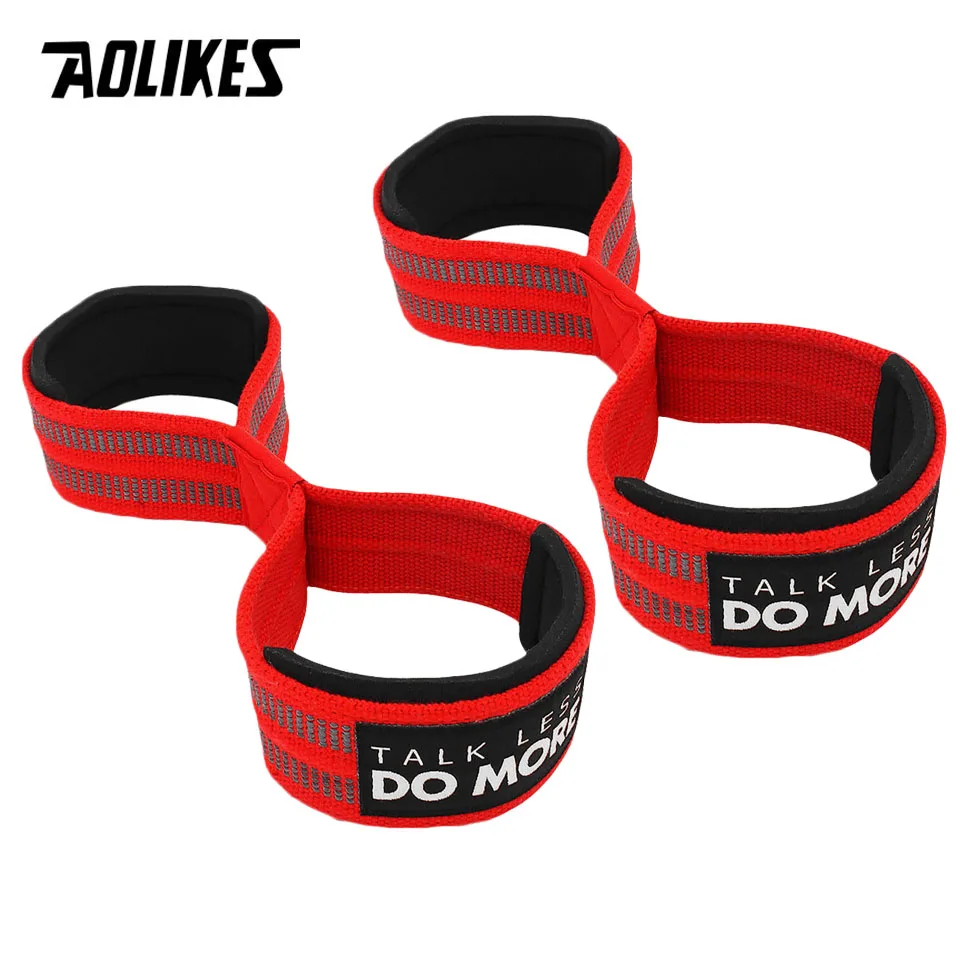 AOLIKES 1 Pair Figure 8 Weight Lifting Straps Weightlifting Powerlifting Sport Gym Fitness Bodybuilding Barbell Wrist Support