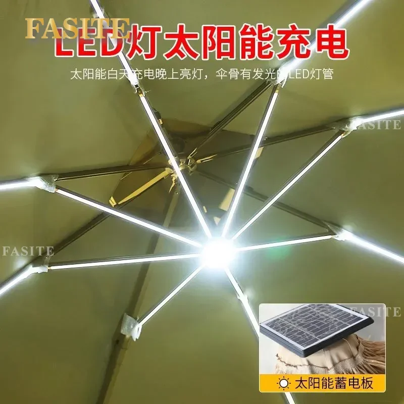 For Outdoor Garden Patio Thatched Straw Umbrella Roman Style Parasol with LED Light Simulation Agritainment Homestay Decor