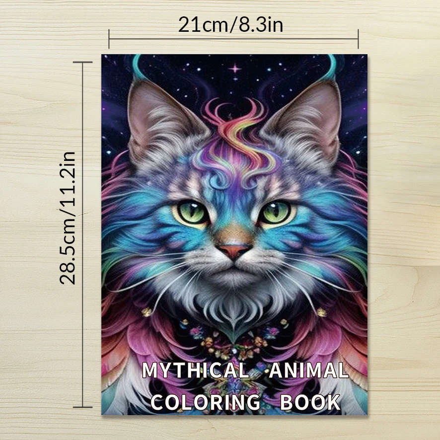 Magical Animals Adult Coloring Book - 8.3x 11.2 Inch 32 Page Coloring Book - Helps Reduce Stress and Ease Emotions