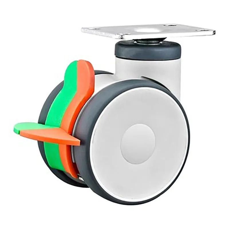Rodízio Dobro Médico Roda Universal Haste do Parafuso Furo Superior Parte Inferior Lisa Equipamento Médico Mudo Tpr pc 3