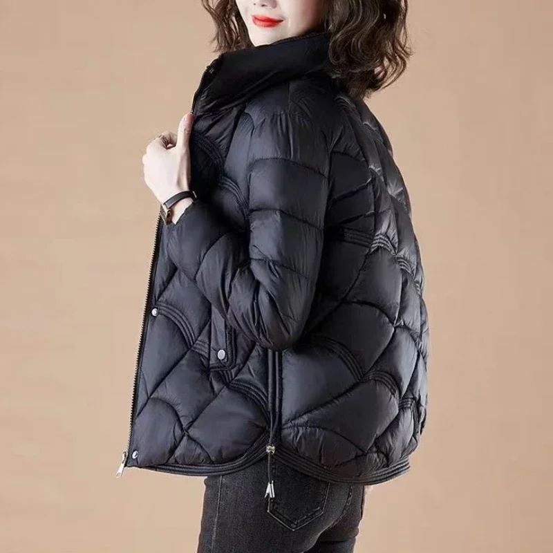 Short Duck Down Thick Padding Red Jackets for Women Woman Coat Quilted Padded Cropped Luxury Cheap Clothes Youth High Quality