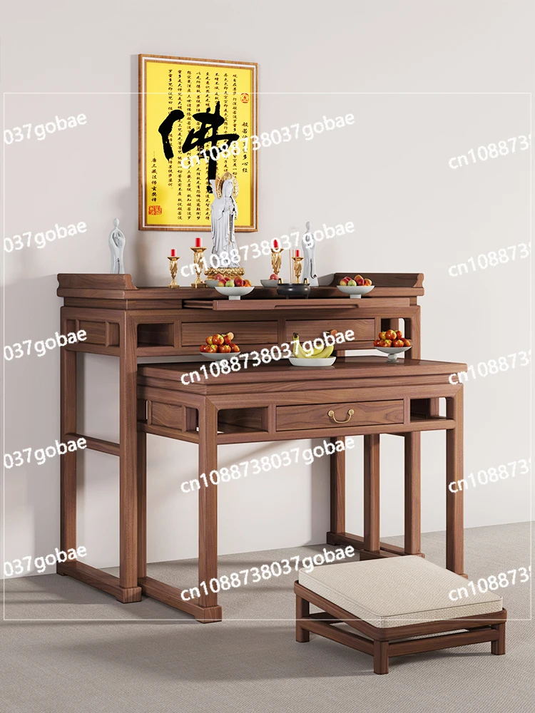 New Chinese Style Solid Wood Home Buddha Shrine Buddha Table Altar Incense Burner Table Living Room Prayer Altar Table