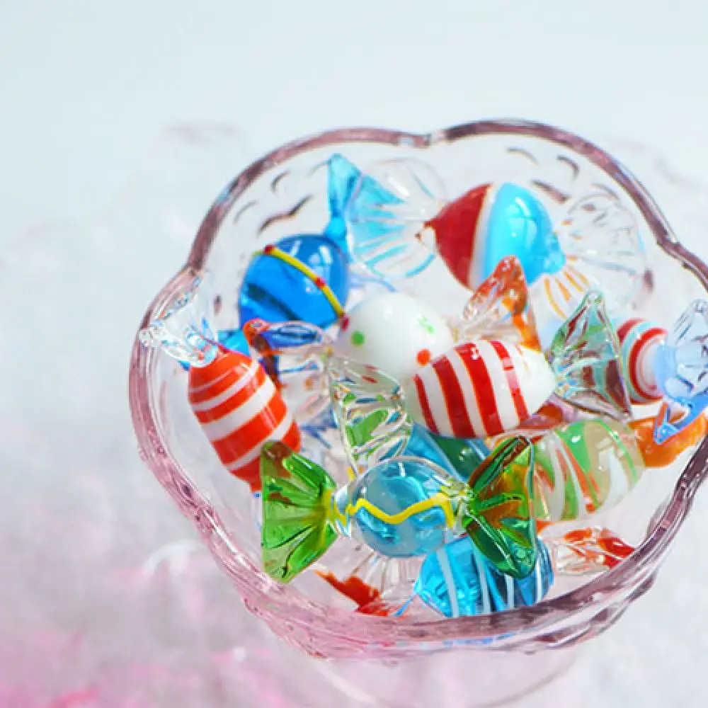Handmade Glass Candy Figurine Desktop Ornament Modern Art Decor Cute Tabletop Accessory Perfect Holiday Gift For Family