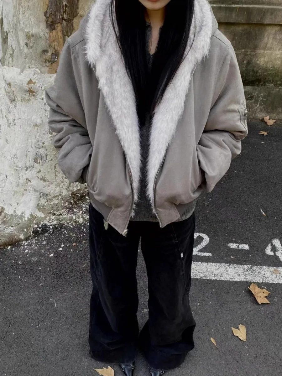 American Sle Roupa Dupla Face Mountain Eagle Thiened Flight Jaet Cleanfit Camurça Pesada Desgaste Bidirecional Pele Algodão Co...