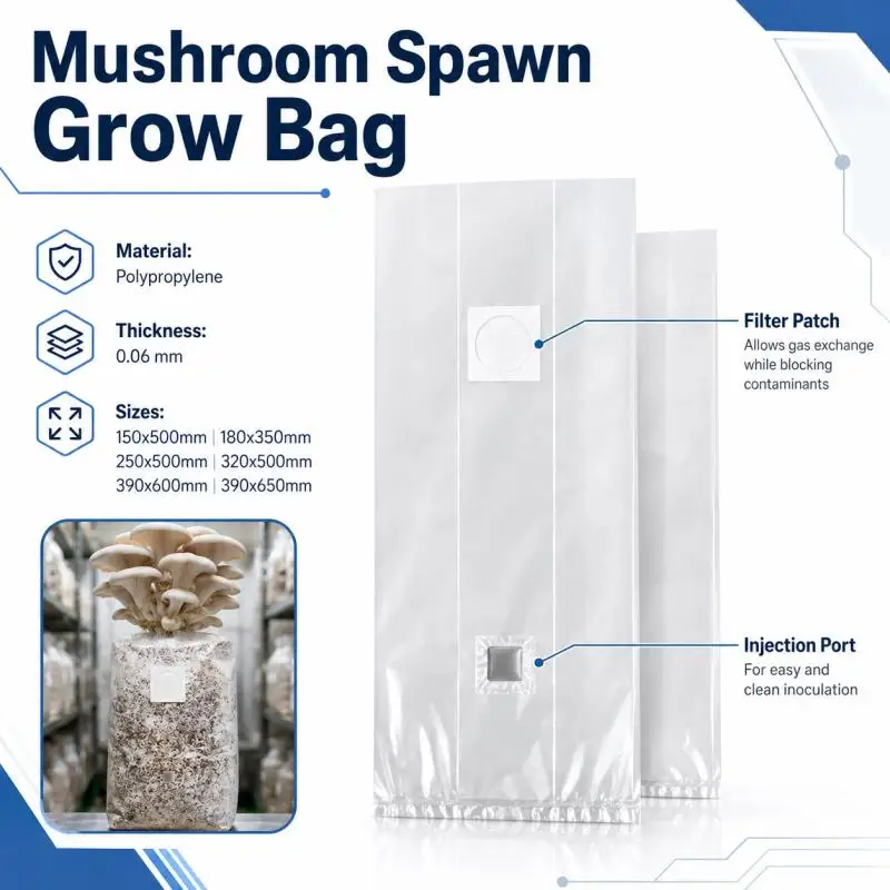 5~25pcs Filter  Mushroom Spawn Grow Bag 0.06mm Thickness Breathable High Temperature Polypropylene Bags Garden Planter