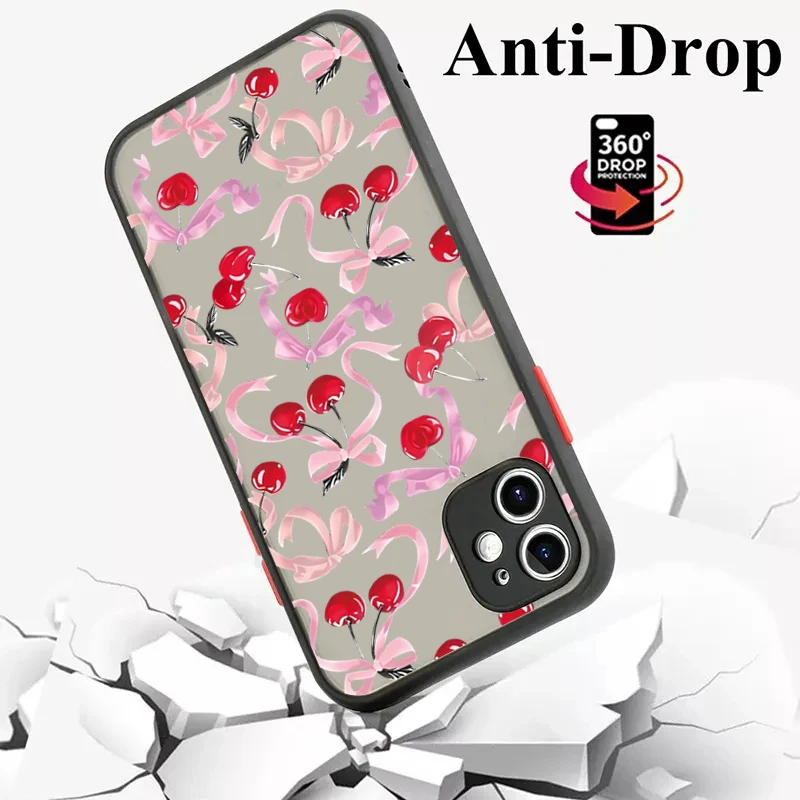 Leuke Cherry Bow Siliconen Telefoon Case voor Samsung Galaxy S25 S23 Ultra S22Plus S24FE A14 A34 A54 A33 A53 A32 A55 A35 A15 A16 Cover