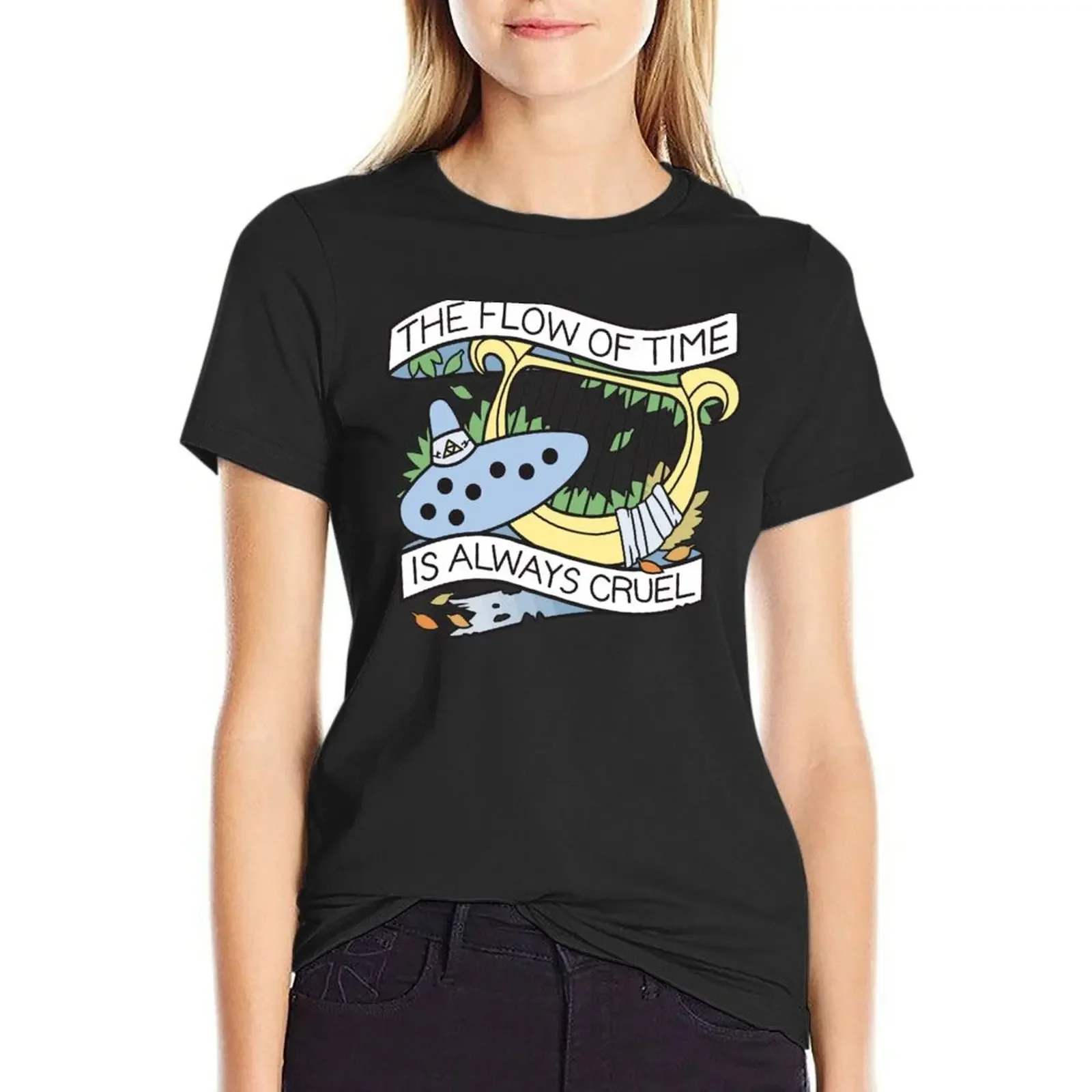

The Flow of Time is Always Cruel T-Shirt tops anime clothes quick-drying sweat rock and roll t shirts for Women