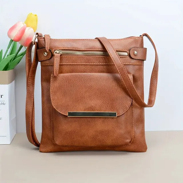 Vintage jednokolorowe torby Crossbody dla kobiet, teksturowana torba na ramię ze skóry Pu, damskie torebki i portmonetki