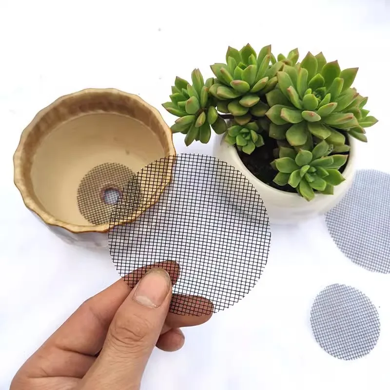 20-50-100 PCS Flower Pot Hole Mesh Pad Drainage Hole Screens Garden Plant Bonsai Pot Bottom Grid Mat Plastic Mesh Screen Breath