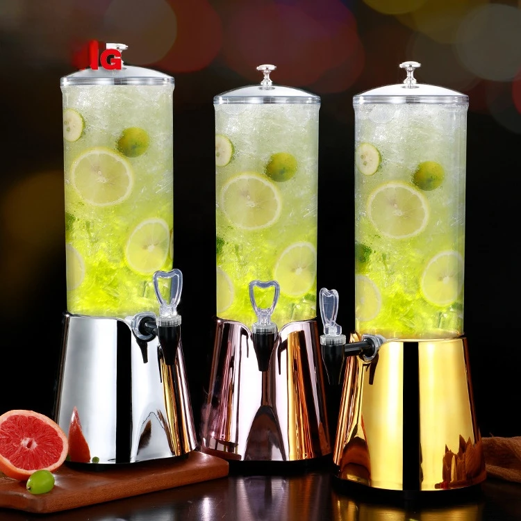 Commercial Catering Equipment Self-Service Light Emitting Diode Light Cold Drink Dispenser 3l Acrylic Juice Dispenser with Stand