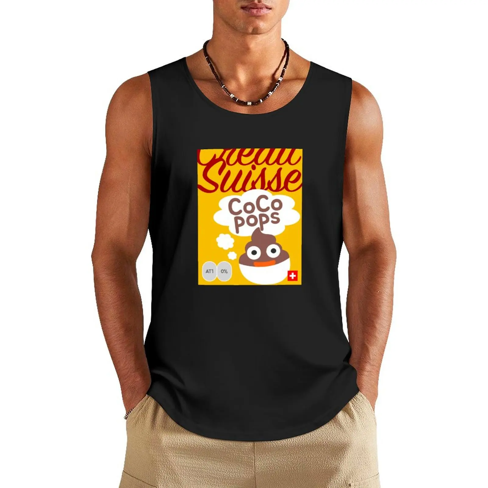 

Credit Suisse CoCo Pops Tank Top anime clothes Men sleeveless tee