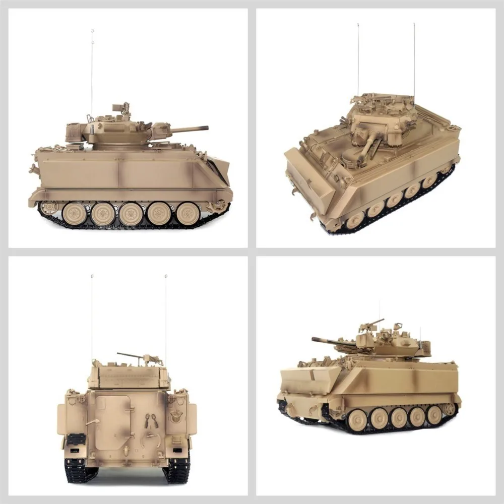 TD 1/16 RC Carro Armato Militare M2412-A M113A1 MRV 320 Torretta Barilotto Rotante Recoil Ruota di Guida A Infrarossi Radiocomando Panzer Modello