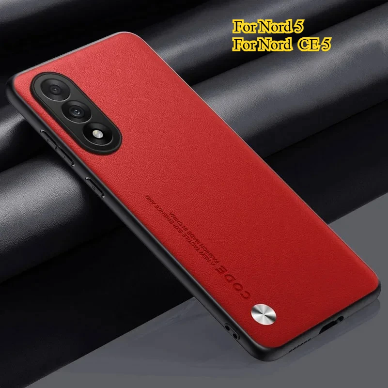 Plain PU Leather Hard Case for Oneplus Nord 5 Silicone Matte Bumper Soft Frame Shockproof Protect Cover for One Plus Nord CE 5