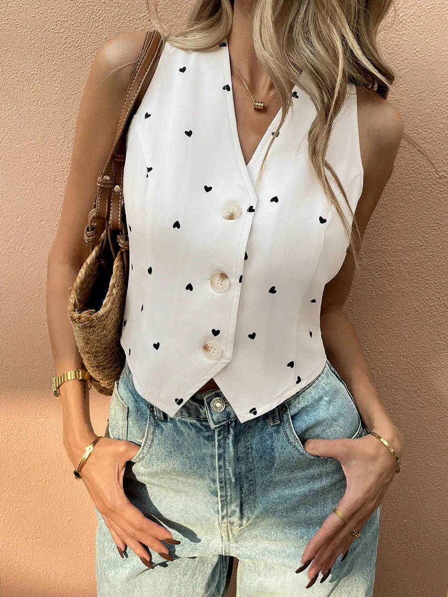 

Изысканный укороченный жилет-кардиган без рукавов с ребристой отделкой, легкий летний жакет в минималистичном стиле