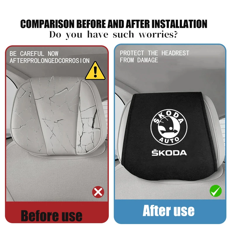 Car Headrest Cover Seat Head Pillow Neck Headrest Cover For Skoda S Kodiaq Octavia 2 3 Yeti Karoq Rapid Fabia VII VRS