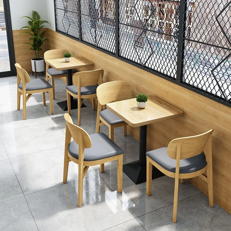 High Quality Custom Commercial Project Furniture Set Modern Coffee Shop Table and Chairs Wooden Restaurant Furniture Set