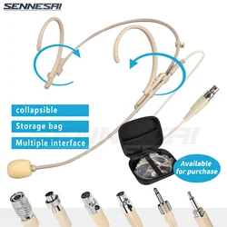 Testa della fascia pieghevole che indossa un microfono a condensatore unidirezionale per Shure Sennheiser AKG Wireless Bodypack 4pin 3pin TA4F 3.5