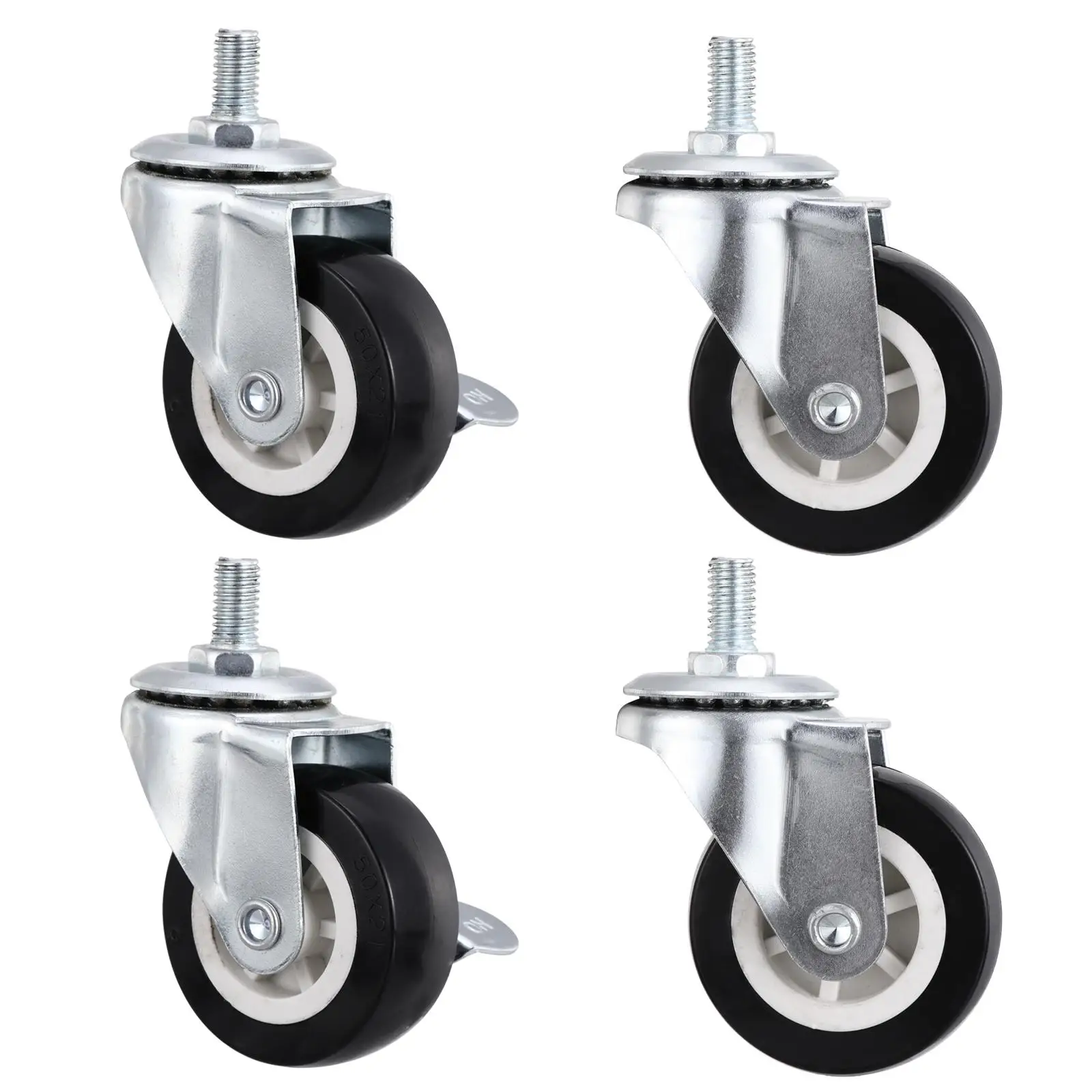 4pcs 2inch Universal Office Chair Caster Wheels Heavy Duty Swivel Castor 360 Degree Rotatable Safe Rollers Furniture Hardware