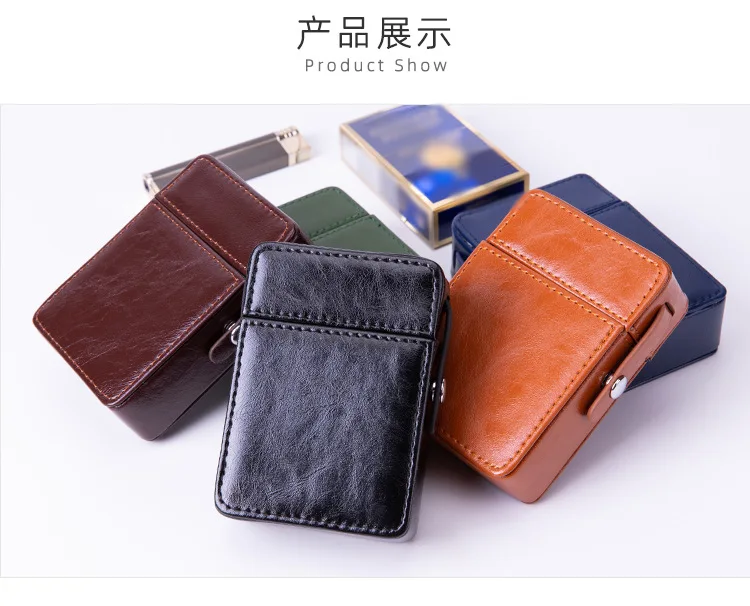 Tasche Leder Zigarettenetui Feuerzeug Tasche Box Lagerung Organizer Rauchen Werkzeuge Zubehör wasserdicht Zigarre Mann Geburtstagsgeschenk – Detail 2