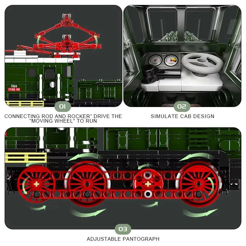 แม่พิมพ์12023โลกทางรถไฟไฟฟ้า kereta lokomotif บล็อกตัวต่อของเล่นอิฐรางรถไฟ RC สำหรับเด็ก