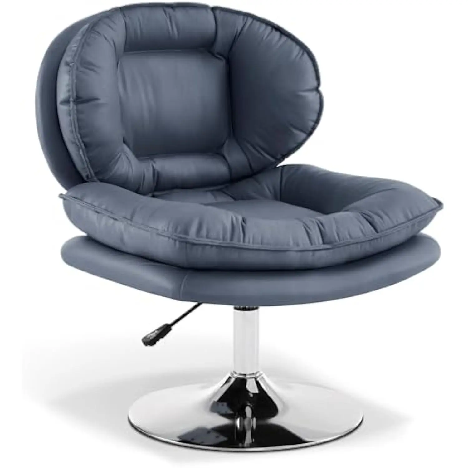 

Swivel Accent Chair with Height Adjustment, Upholstered Desk Chair for Living Room Office 4846 (Round Base, Blue)