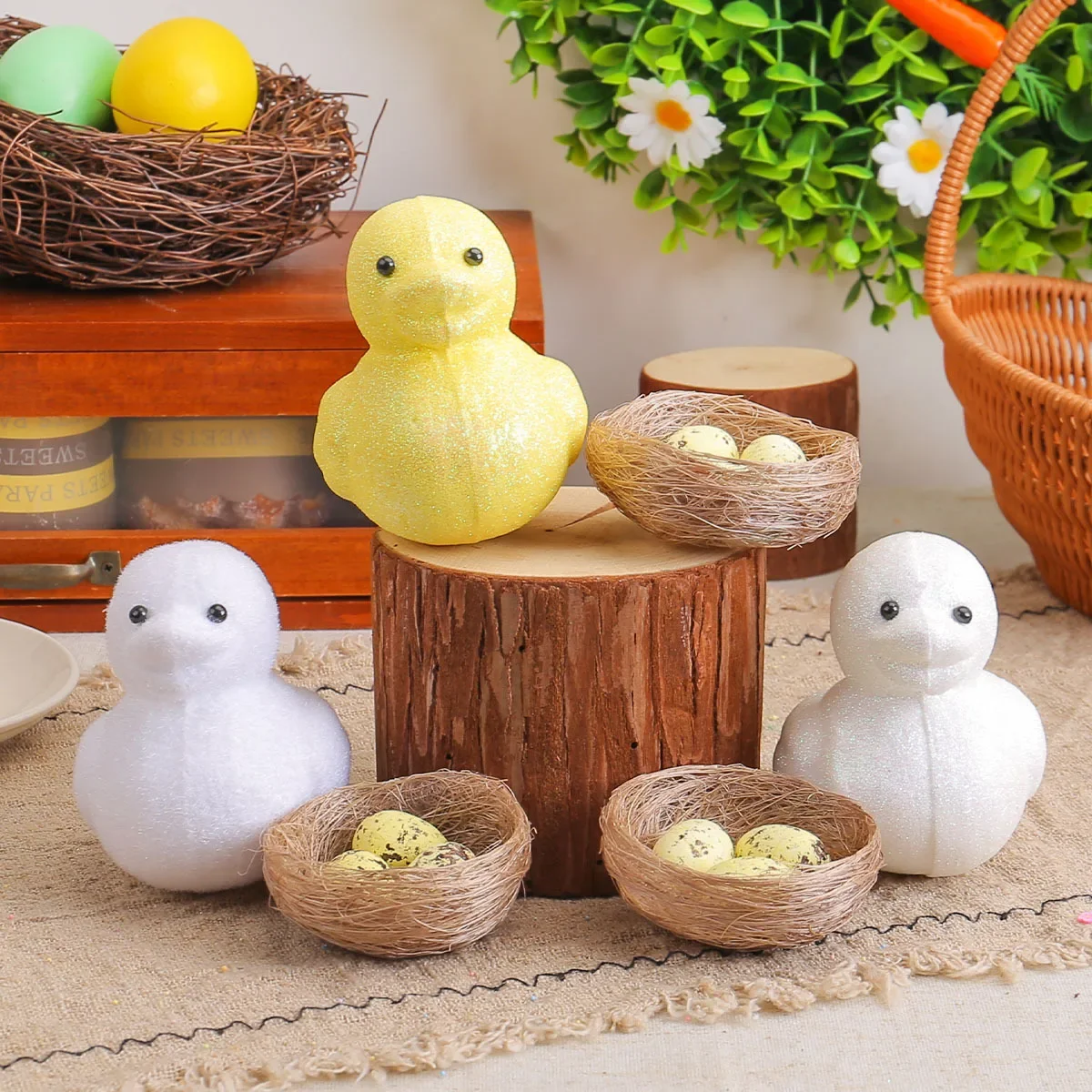 Easter Duck Decoration Ornament DIY Simulation Egg Dead Branches Bird Nest Scene Decoration Easter Egg Set Event Party