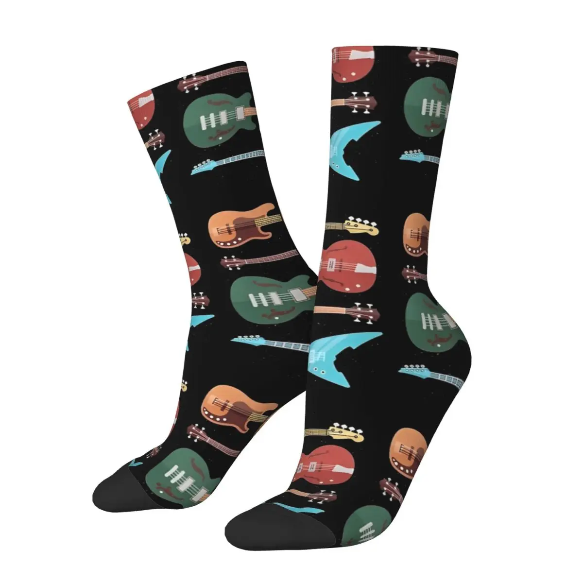 Retro Bass Guitar Socks Autumn Stockings Elegant Men's Soft Breathable Socks Printed Cycling Anti Sweat Socks