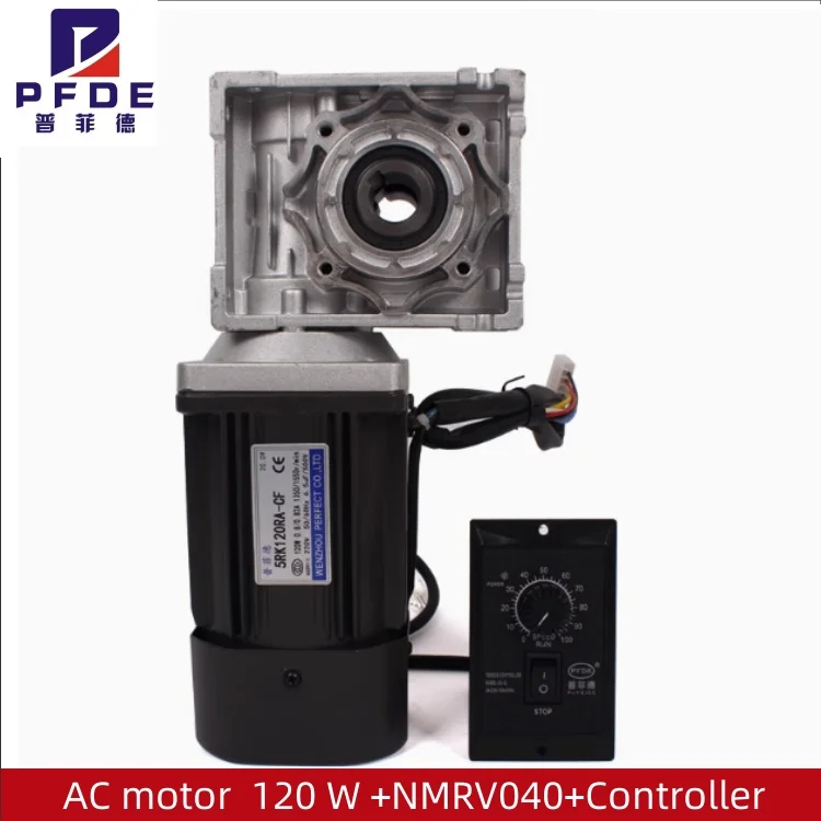 120W AC 220V  Worm Geared Motor gear box  13RPM to 270RPM Powerful Electric with AC Speed Controller Kits Output Shaft 18mm