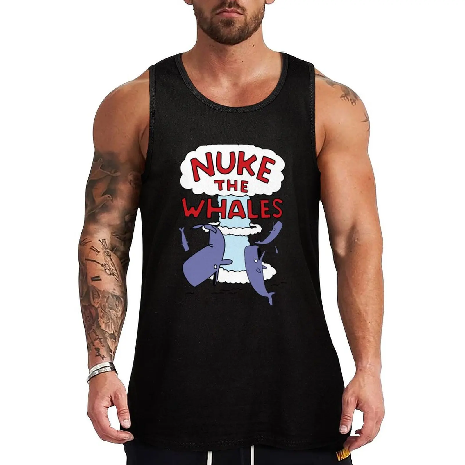 Nuke the Whales Tank Top Men's clothing brands Body man t-shirts for Men's gym t-shirt gym man