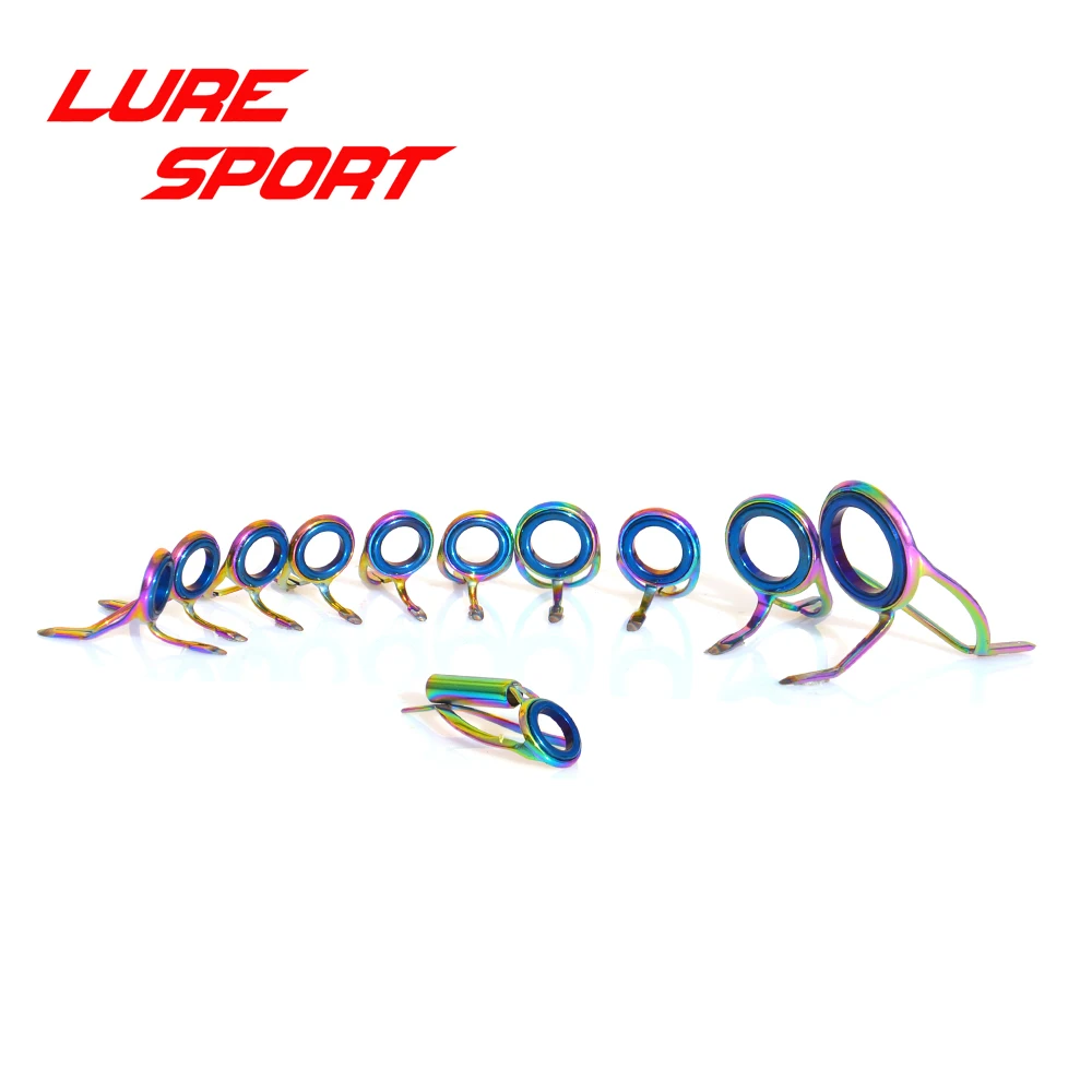 

LureSport Rainbow Steel frame Blue Ring 11pcs KW20 guide MN10 Top Guide set guide Rod Building component Repair DIY Accessory
