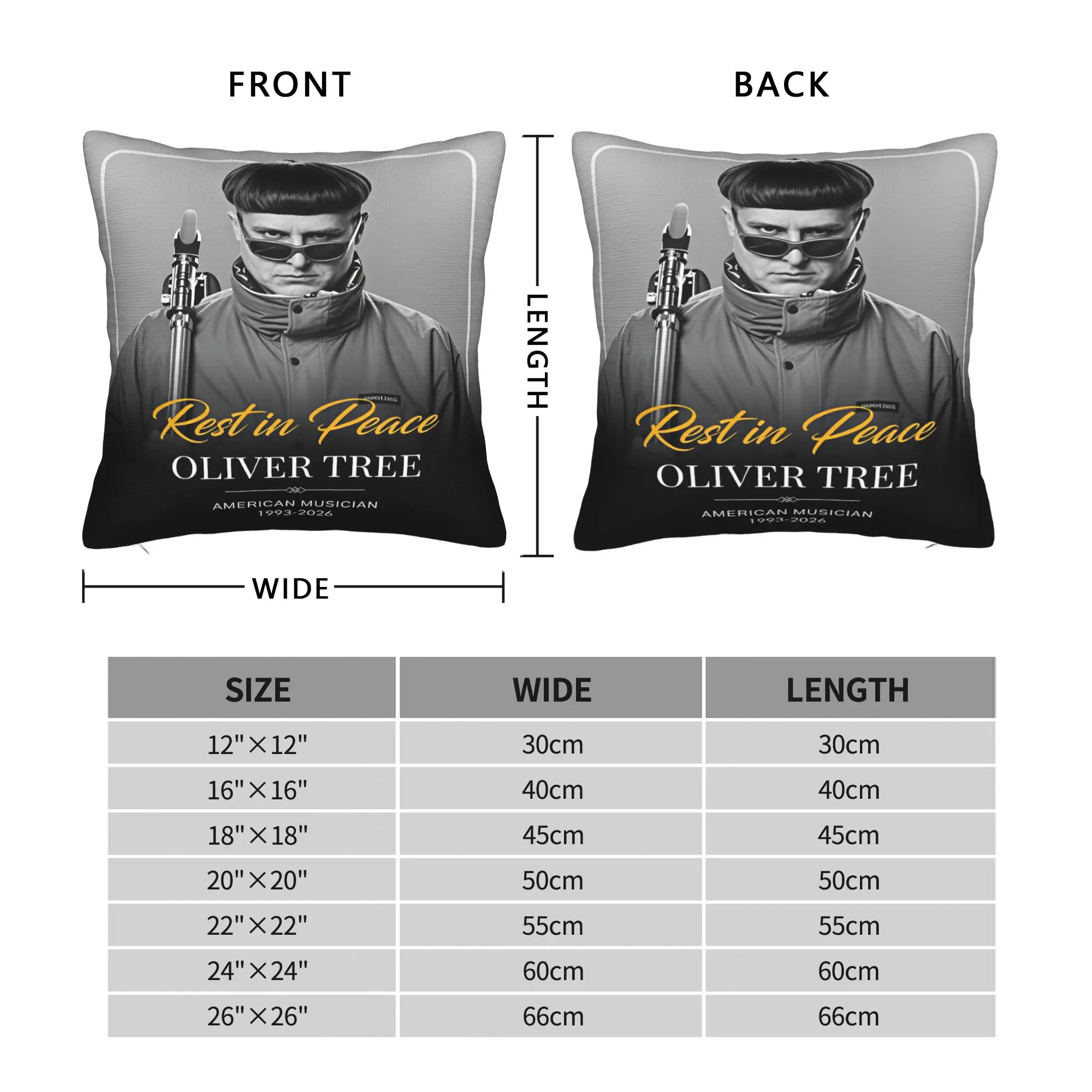 Pillow Cover Oliver Tree Rest In Peace 1993 to 2026  Vintage Pillow Case For Couch Sofa Bedroom Pillowcases