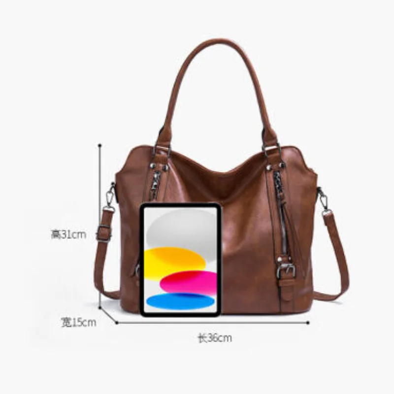 Tote Bags New Women\'s Bag Fashion Retro Korean Temperament Solid Color Soft Skin High Capacity Trend Versatile Lady Shoulder Bag