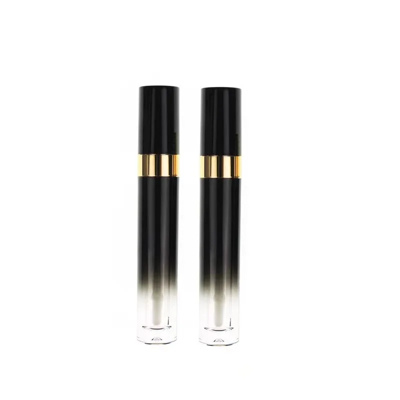 30pcs Empty Lipgloss Empty Bottles 5ml Glossy Black Gradient Gold Collar Ring Cosmetic Packaging Plastic Lip Gaze Containers