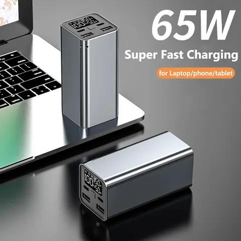 Power Bank 20000mAh 65W PD Ricarica rapida Tipo-C Caricatore portatile Powerbank per telefono cellulare per iPhone Laptop Tablet Batteria di ricambio