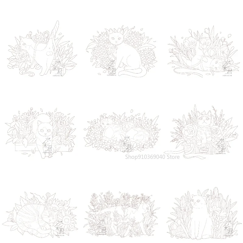 100% cotone 200g carta da acquerello da colorare disegno a tratteggio simpatico coniglio/gatto manoscritto vuoto da colorare carta da disegno forniture d'arte