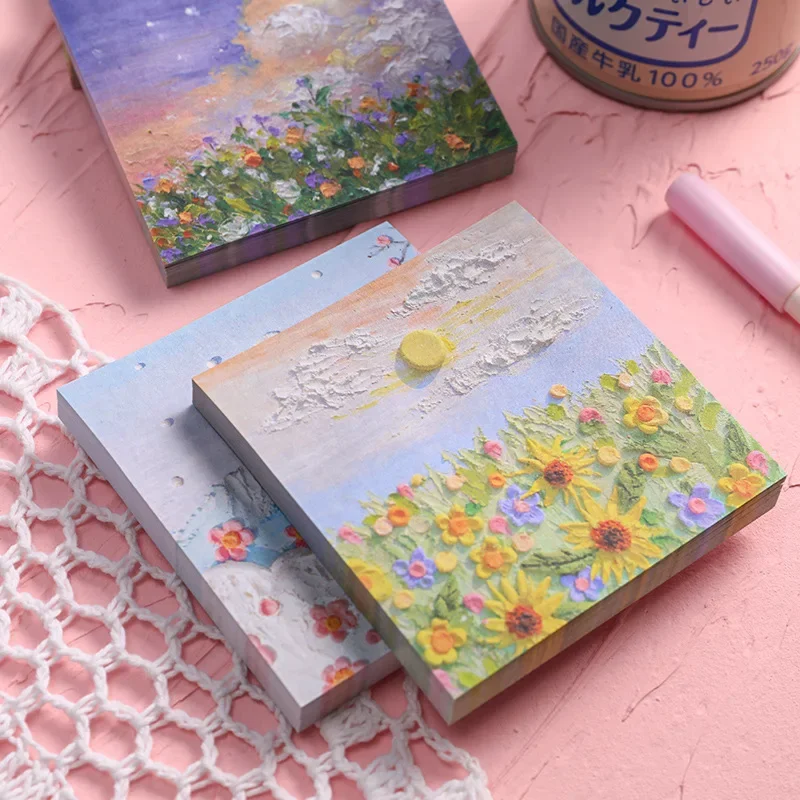 Landscape Oil Paintings Memo Pad Sticky Notes Memo Notebook Stationery School Supplies Kawaii Stationery