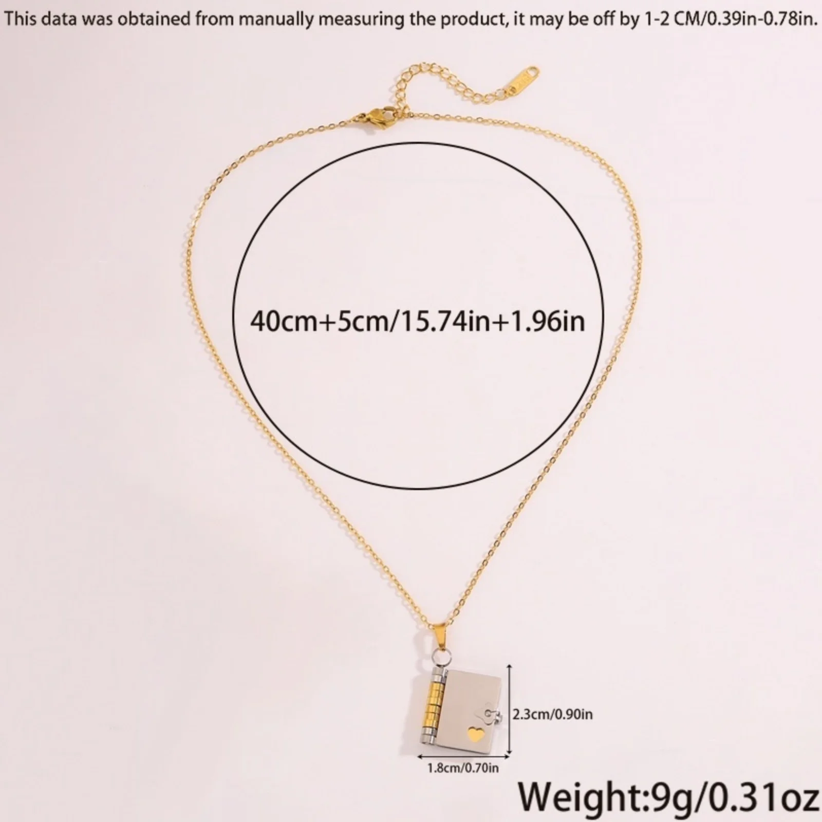 1pc Stainless Steel Necklace Multicolor Link Cable Chain Openable Book Hollow Heart Unique Flip Page Pendant Necklace Jewelry