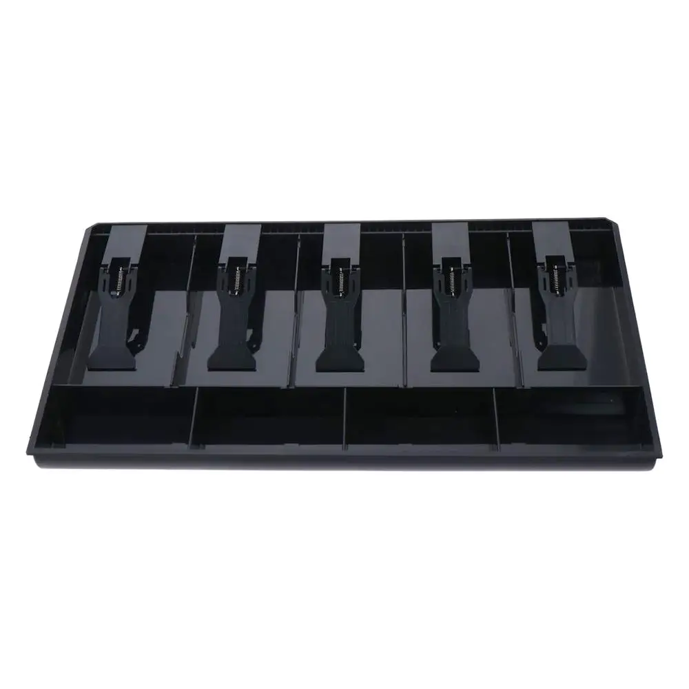

Multipurpose Plastic ABS Cash Register 15.9"D X 9.6"W X 1.42"H Black Compartments for Money Storage Drawer Insert Tray Office