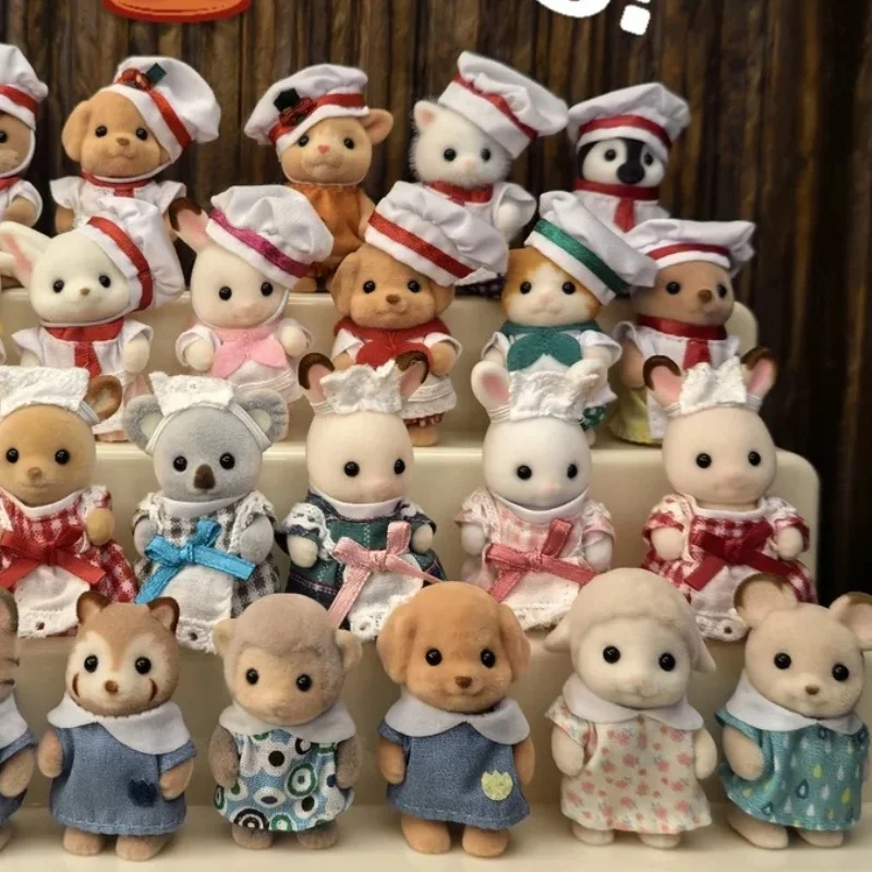 Sylvanian Anime Figures Doll House Scene Flocking Girl Toys Room Ornament Collectible Birthday Families Toy Gifts For Girls