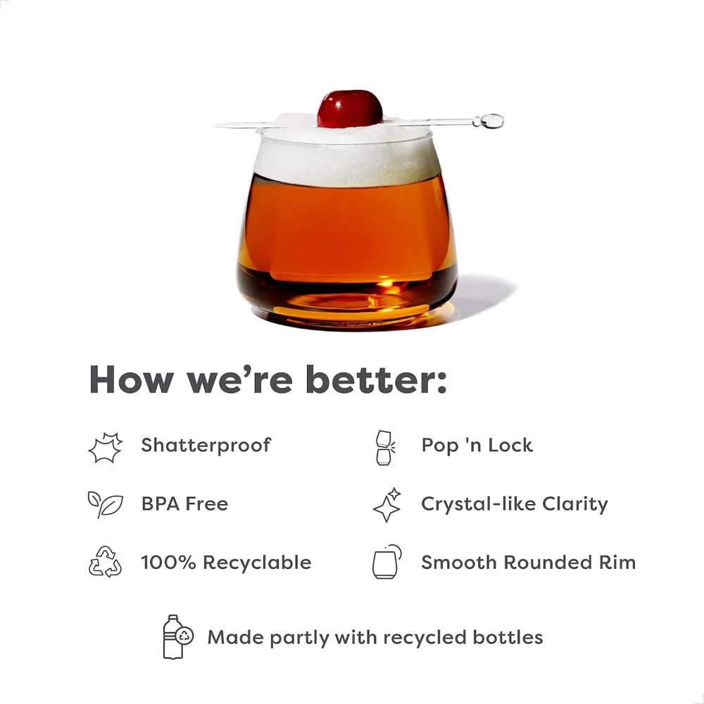 

POP 12oz Rocks Set of 252, Premium Quality, Recyclable, Unbreakable & Crystal Clear Plastic Whiskey Glasses